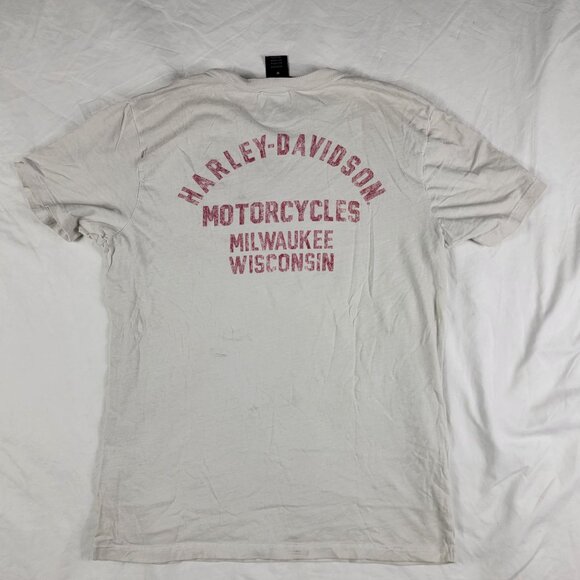 Harley Davidson Mens Medium White T Shirt Milwaukee Wisconsin Motorcycles Casual - Picture 1 of 8